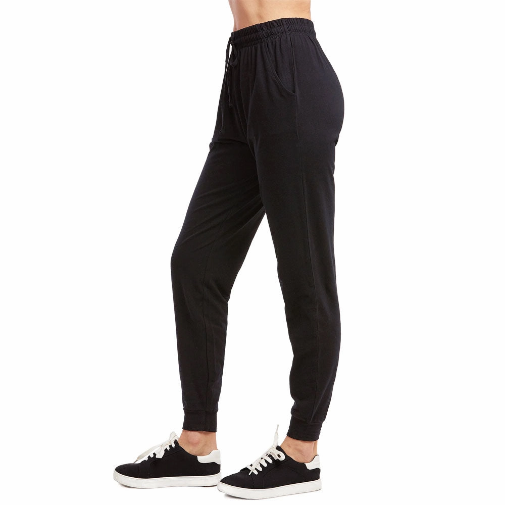 2 Pc Women's Joggers Athletic Sweat Pants Lounge Yoga Exercise Sport Gym Black L