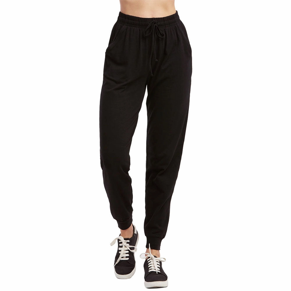 2 Pc Women's Joggers Athletic Sweat Pants Lounge Yoga Exercise Sport Gym Black L