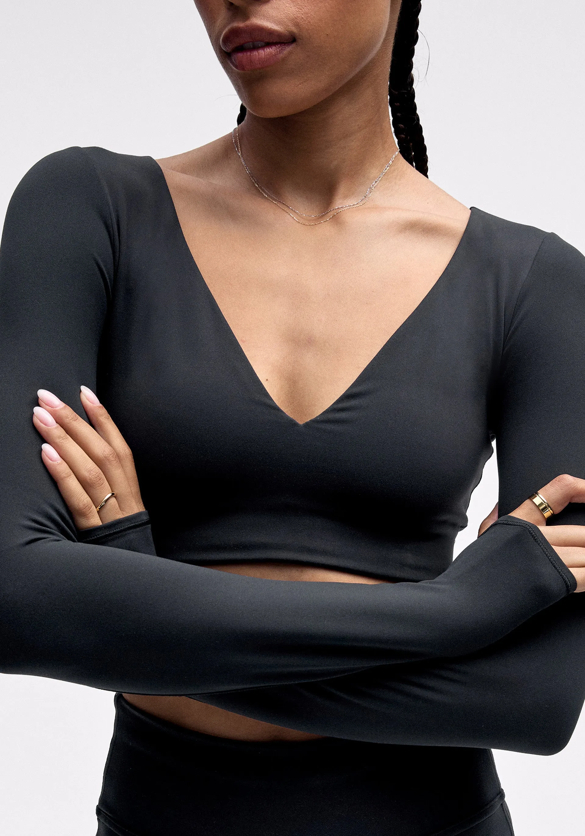 Everlux V-Neck Long-Sleeve Bra Top | Light Support, A/B Cup