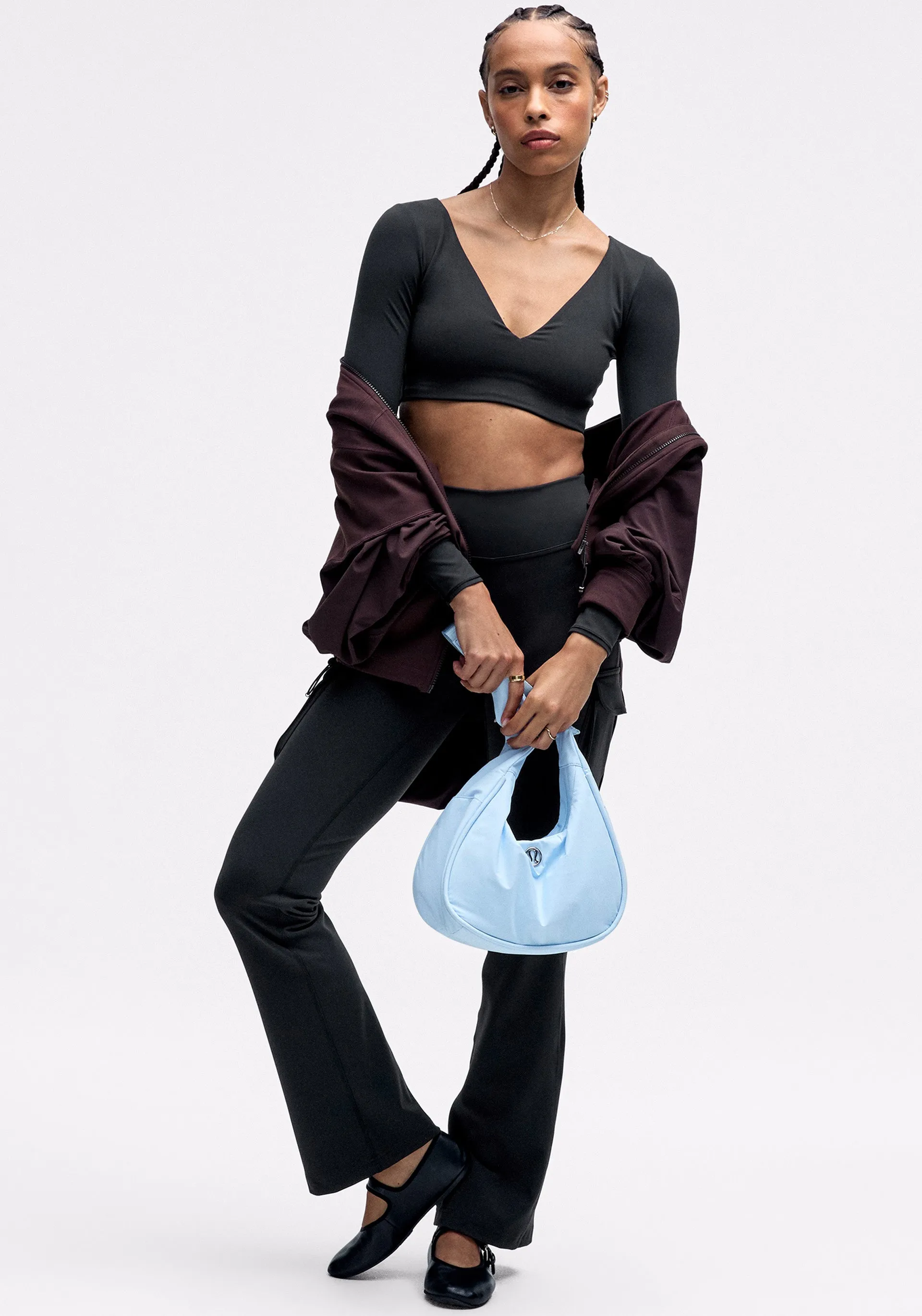 Everlux V-Neck Long-Sleeve Bra Top | Light Support, A/B Cup