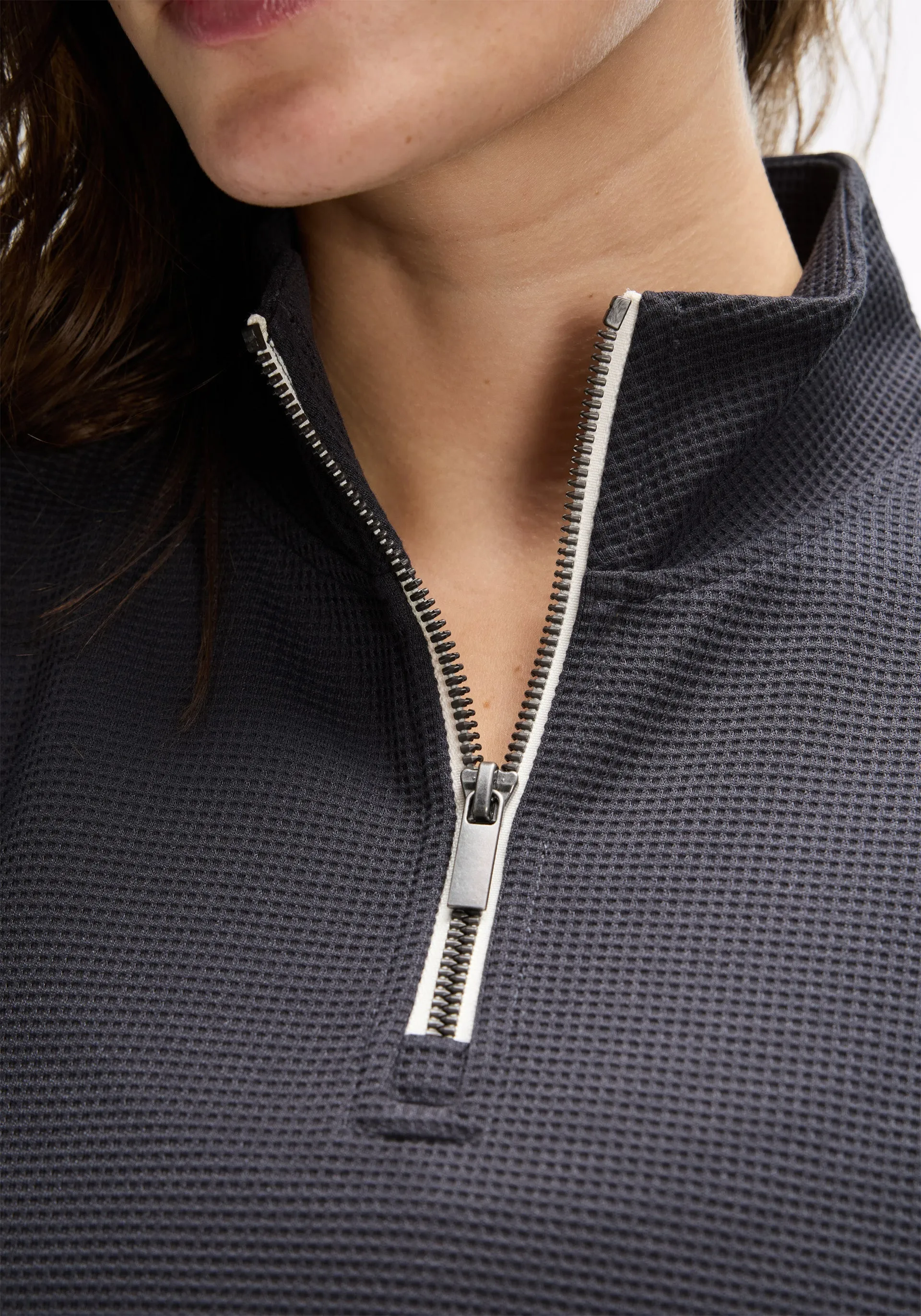 Waffle Mock Neck ? Zip